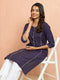 Women's Purple Cotton Ikkat Kurta